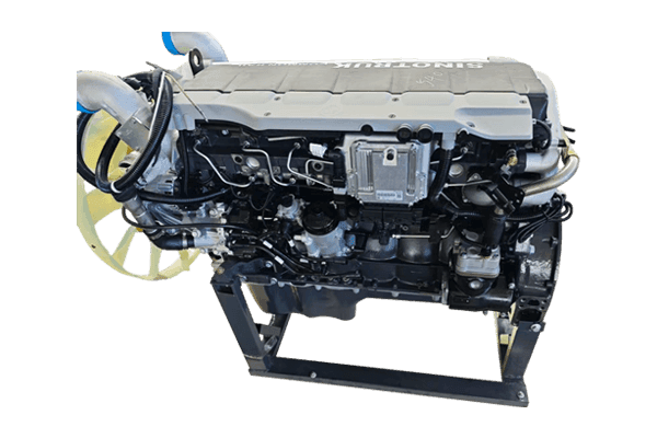 Diesel engine assembly mounted on a support frame