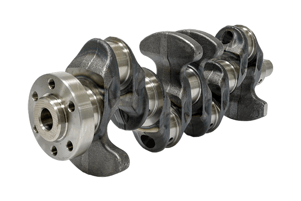 Engine crankshaft with counterweights and bearing journals
