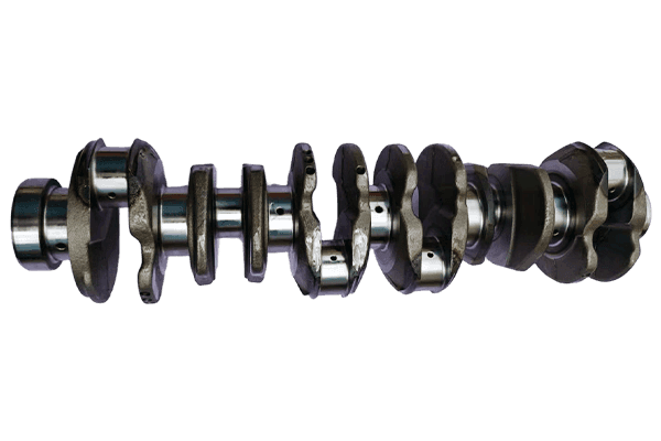 Engine crankshaft with journals and counterweights