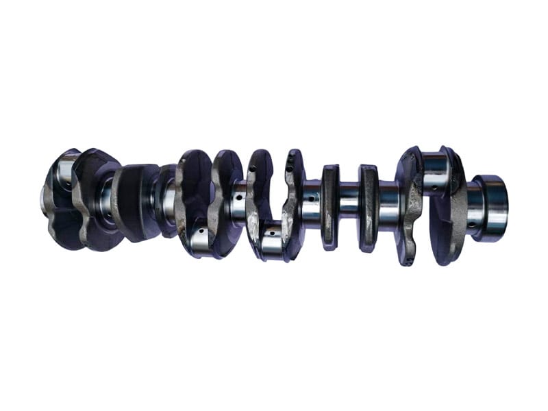Engine crankshaft showing journals and counterweights
